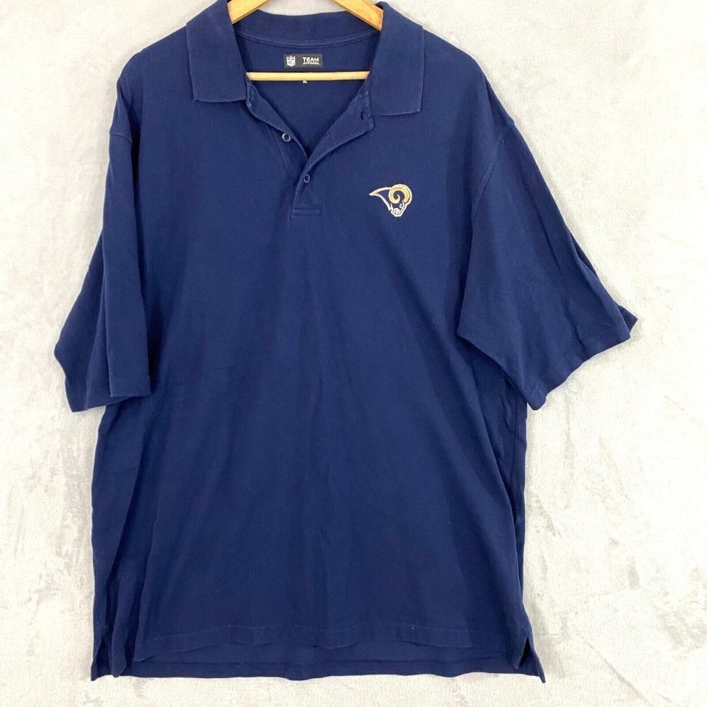 St Louis Rams Polo Shirt Mens XL Football Short Sleeve NFL Team Apparel Blue